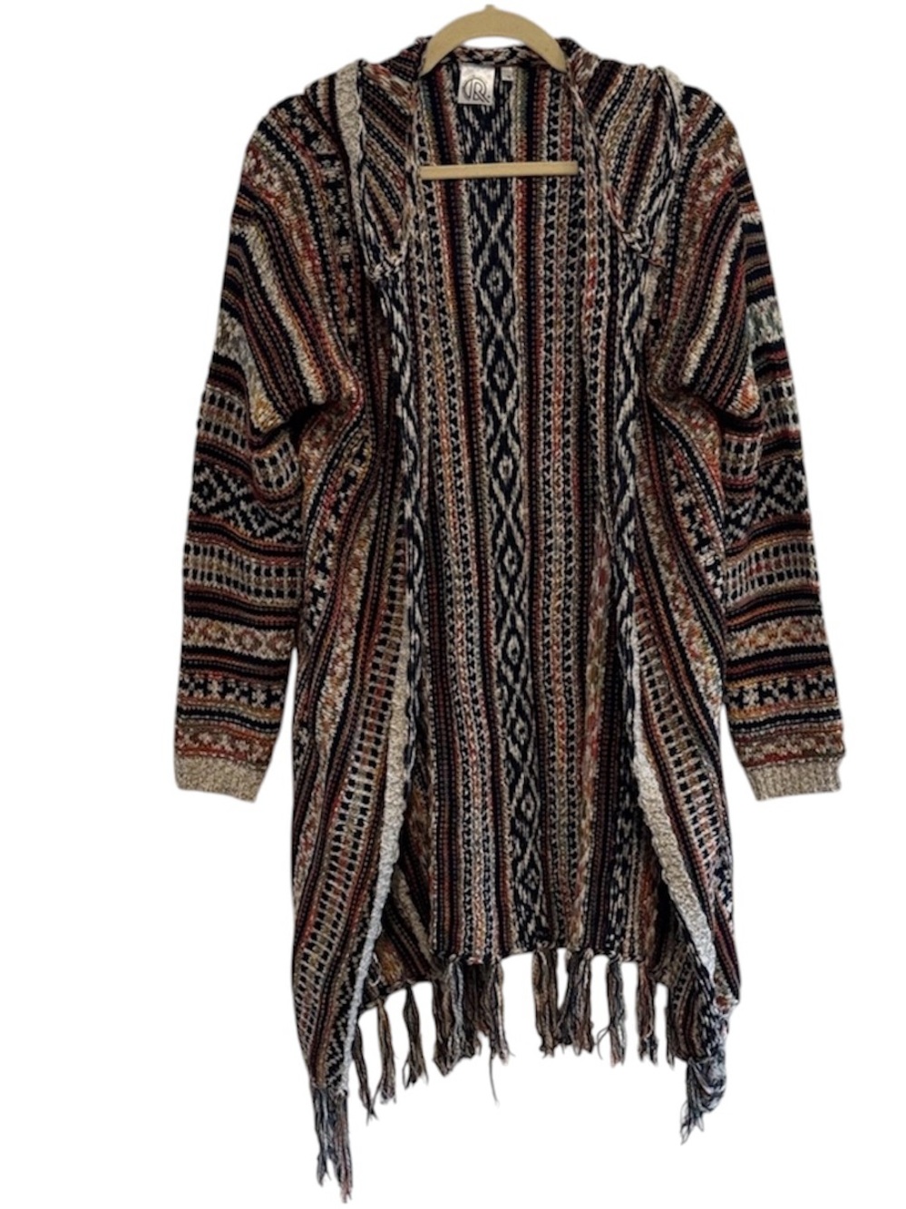 Ronny Kobo Collection Striped Fringe Cardigan